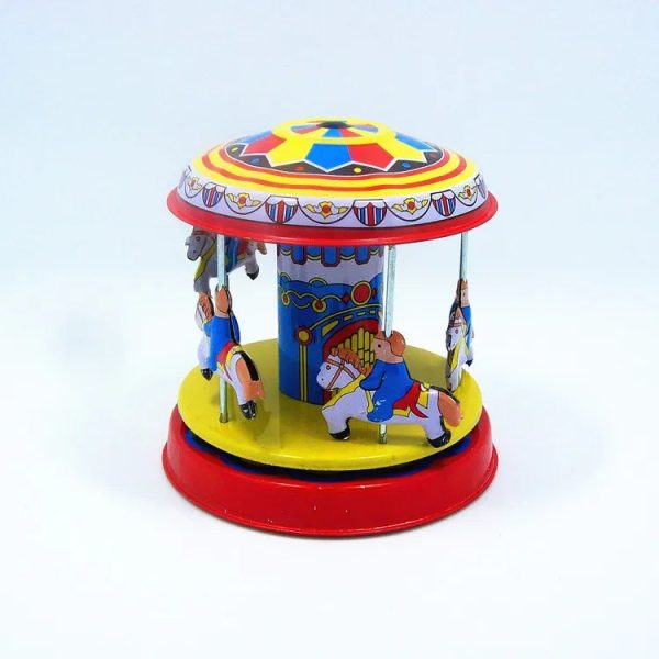 [Funny] Classic collection Retro Clockwork Wind up Metal Tin Gear High-wheel Carousel toy Mechanical toys kids baby gift Supply