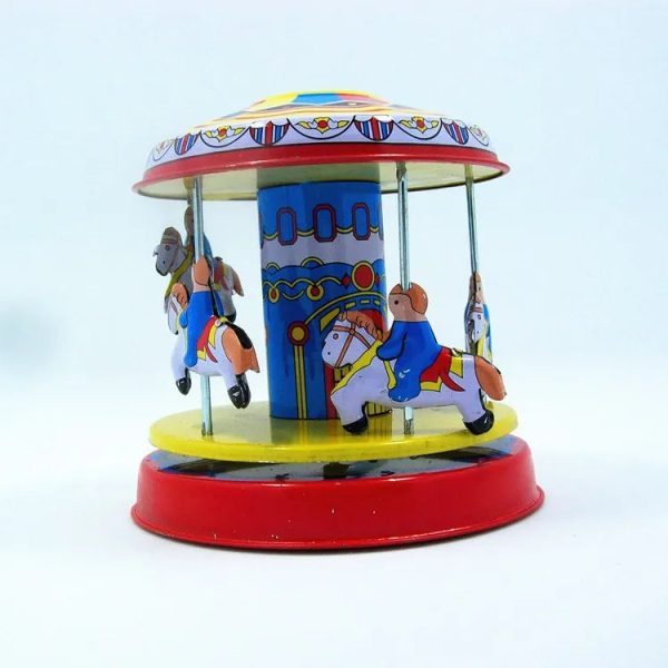 [Funny] Classic collection Retro Clockwork Wind up Metal Tin Gear High-wheel Carousel toy Mechanical toys kids baby gift Supply