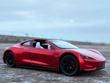 1:24 Tesla Roadster Alloy Sports Car Model Diecasts Metal Toy Vehicles Car Model Simulation Sound and Light Collection Kids Gift For Discount