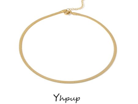 Yhpup Charm New Geometric Snake Chain Necklace Trendy Stainless Steel Jewelry Golden Metal Texture брелок Women Waterproof Gift Hot on Sale