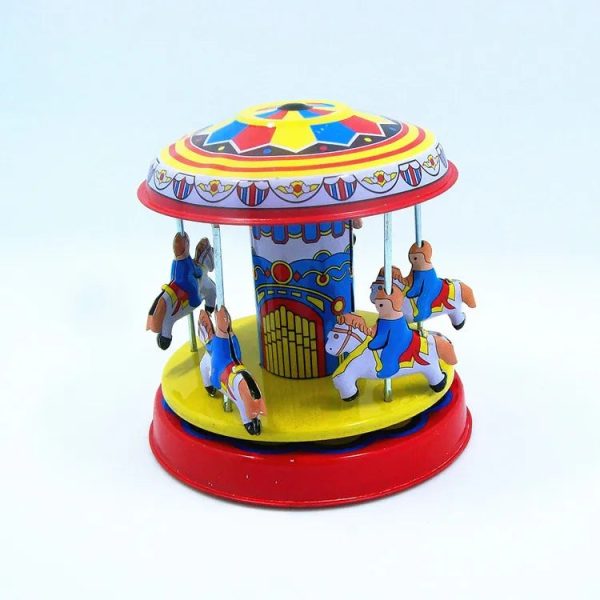 [Funny] Classic collection Retro Clockwork Wind up Metal Tin Gear High-wheel Carousel toy Mechanical toys kids baby gift Supply