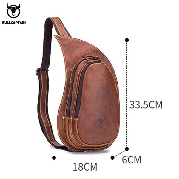 BULLCAPTAIN Leather Crossbody Bag Men Crazy Horse Leather Chest Bags New Fashion Multi-function card bag's mobile phone bages Supply