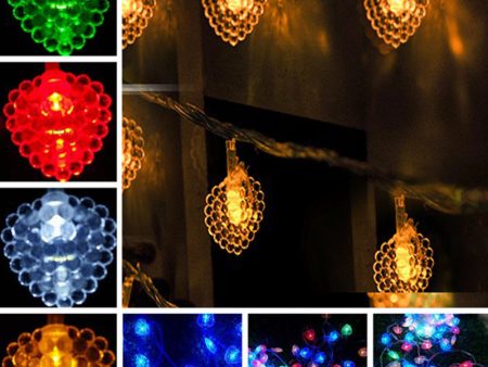 100pcs Factory making 10m 50leds romantic Heart Shape led Christmas light  with End pulg Colorful String Light for Party For Sale