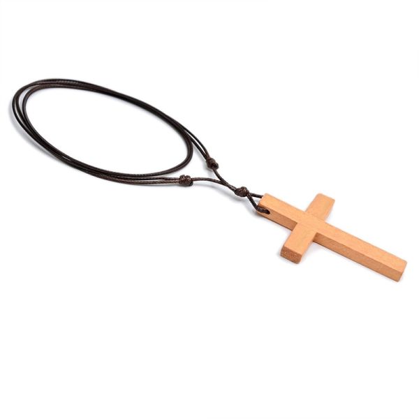 MX001 Catholic Cross necklace Jesus Christ pendant Choker Retro Jewelry style Natural wood necklace Wholesale Amulet on Sale