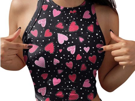 Lips Stars Print Summer Slim Render Short Top Sexy Women Sleeveless O Croptops Tank Tops Solid Black Crop Vest Tops Wholesale Discount