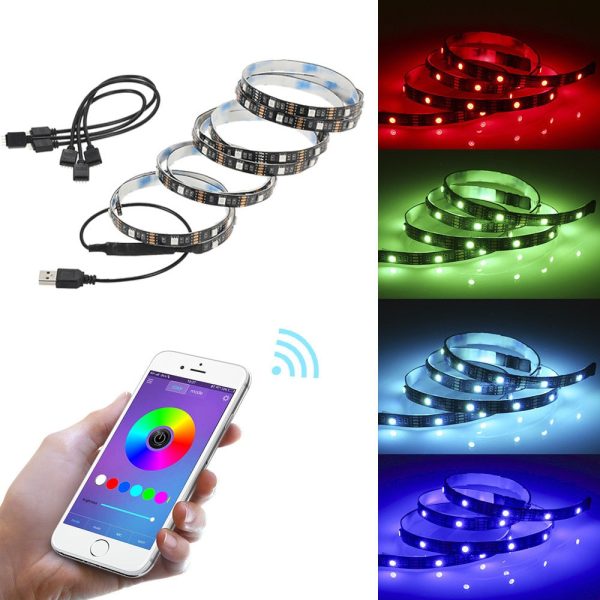 10sets lot Led Flexible String Light One For Four TV Background Strip Lights ,Bluetooth USB APP Mobile Phone Controller Fashion