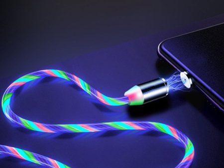 MVQF Magnetic Current Luminous Lighting Charging Mobile Phone Cable cle usb c cable for Samsung LED Micro USB Type C for Iphone Supply