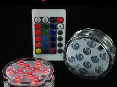 100Pcs Waterproof RGB multicolor changing LED lamp with remote cotrol , wireless submersible LED lights For Cheap