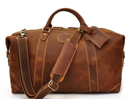 100% Genuine Crazy Horse Leather Men Travel Bags With Rivet Big HandBag For Male Cowhide Duffel Bag Mans Travelling Bag luxury Sale