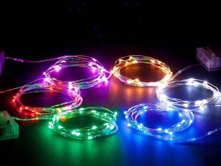 100pcs Warm  Cold white R G B 2M 20 led string 3AA Battery Powered Silver Wire Mini Fairy String Light  for holiday weddding on Sale