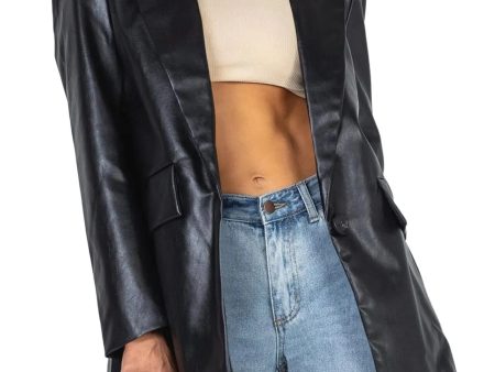 Long Sleeve Faux Leather Blazer Online Sale