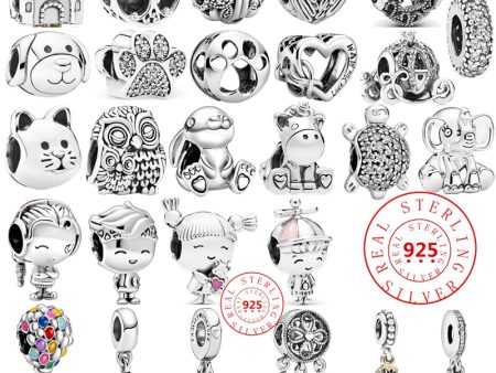 100% 925 Sterling Silver Boy Girls Feather Cat Dog Family Tree Beads Fit Original Pandora Charms Bracelet Women DIY Fine Jewelry Sale