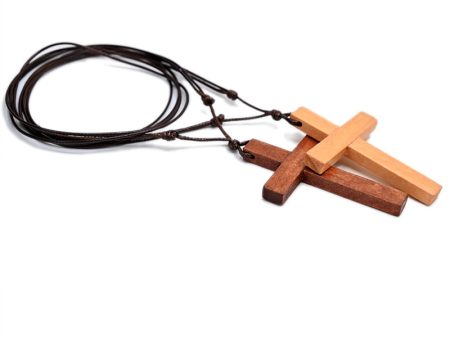 MX001 Catholic Cross necklace Jesus Christ pendant Choker Retro Jewelry style Natural wood necklace Wholesale Amulet on Sale