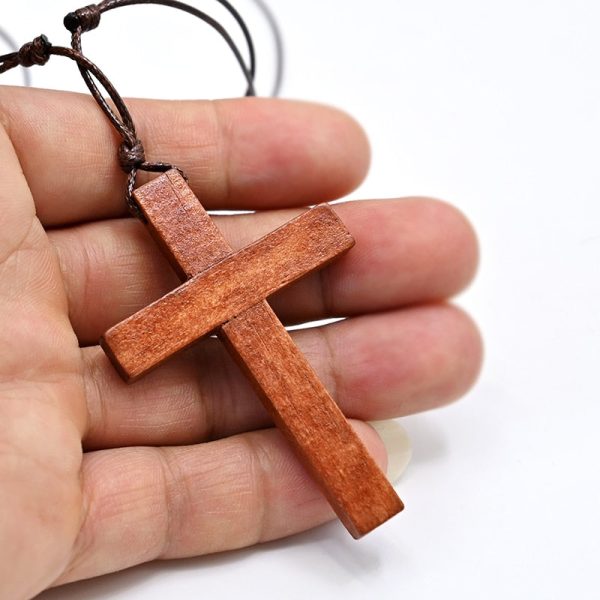 MX001 Catholic Cross necklace Jesus Christ pendant Choker Retro Jewelry style Natural wood necklace Wholesale Amulet on Sale