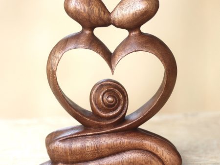 Romantic Brown Suar Wood Sculpture Discount