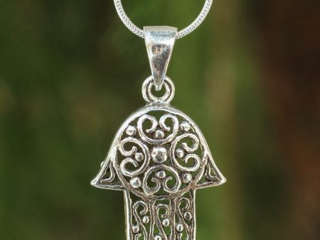 Silver Pendant Hamsa Necklace Online now