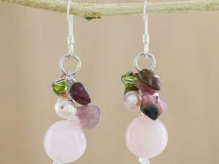 Cultured Pearl and Quartz Sterling Silver Earrings Online now