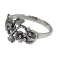 Sterling Silver Flower and Leaf Band Ring Online now