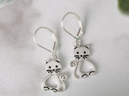 Sitting Kitty Sterling Earrings Online now