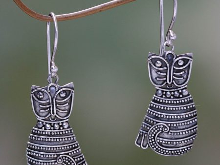 Balinese Cat Sterling Silver Dangle Earrings Online Hot Sale