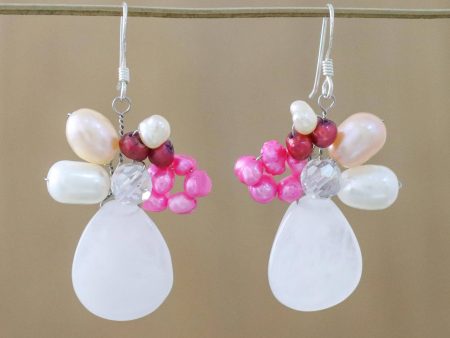 Rose Quartz & Pearl Beaded Earrings Discount