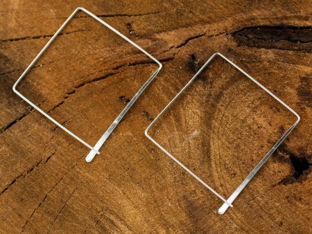 Minimalist Square Sterling Silver Hoop Earrings Hot on Sale