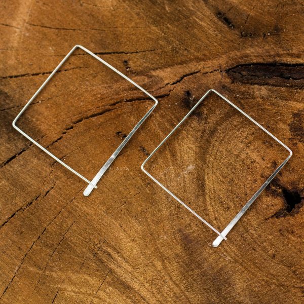 Minimalist Square Sterling Silver Hoop Earrings Hot on Sale