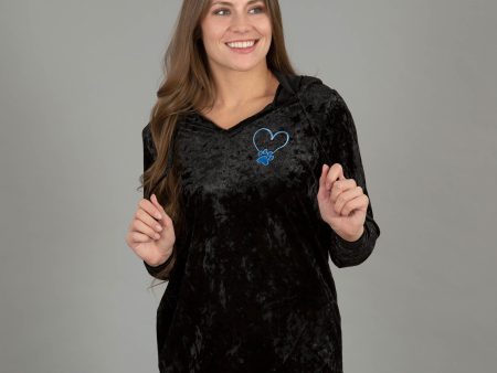 Crushed Velvet Paw Print Hooded Tunic on Sale