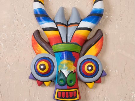 Rainbow Dragon Hand Painted Ceramic Wall Mask For Cheap