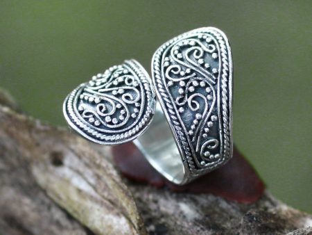 Floral Paisley Silver Wrap Ring For Discount