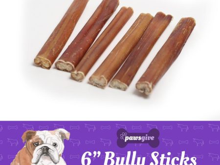 PawsGive 6  Bully Sticks for Dogs from Grass Fed Free Range Cattle Online