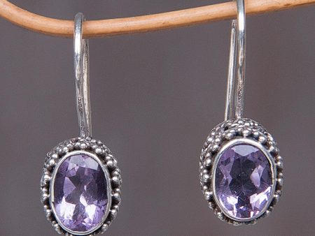 Amethyst & Sterling Silver Drop Earrings For Cheap