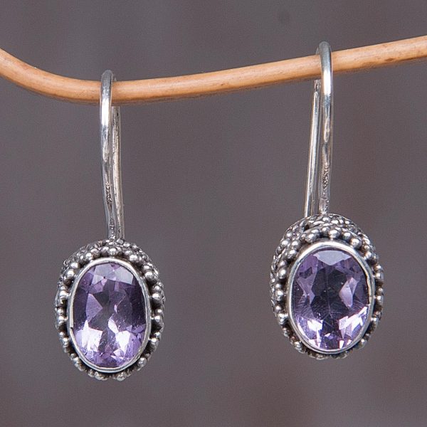 Amethyst & Sterling Silver Drop Earrings For Cheap