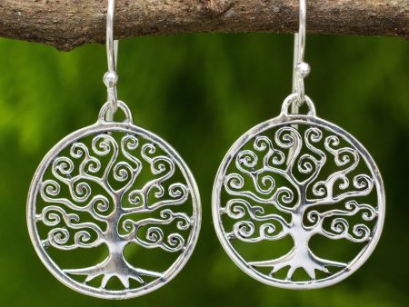 Sterling Silver Spiral Tree Dangle Earrings For Discount