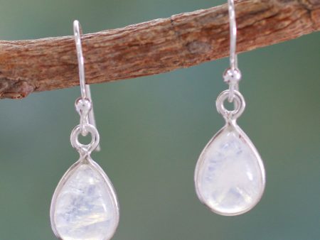 Silver Moonstone Teardrop Dangle Earrings Cheap