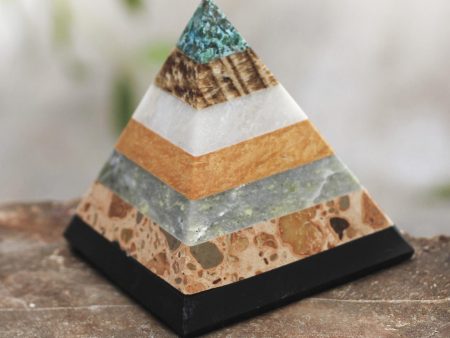 Hand Crafted Natural Gemstone Pyramid Sculpture Sale