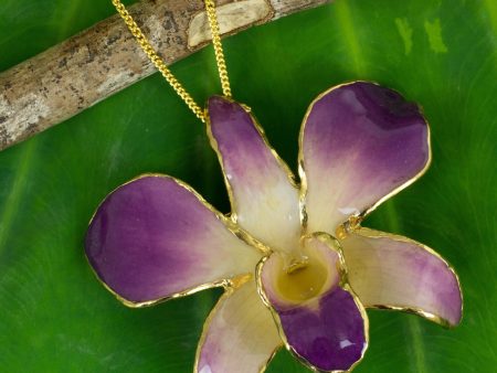 Pink and Purple Natural Orchid Flower Necklace For Cheap