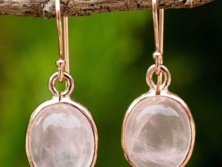 Sterling Silver & Rose Quartz Dangle Earrings on Sale