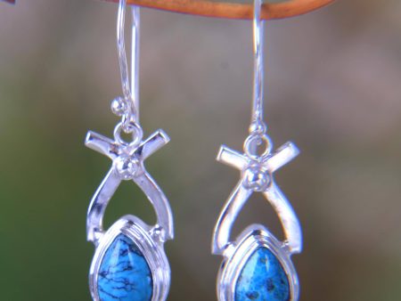 Natural Turquoise & Sterling Silver Dangle Earrings Sale