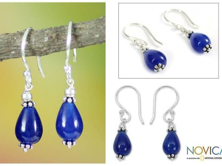 Sterling Silver Blue Chalcedony Earrings Online Hot Sale