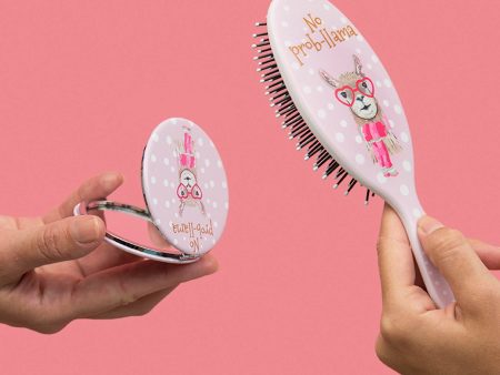 No Prob-llama Hairbrush & Pocket Mirror Set Online Hot Sale