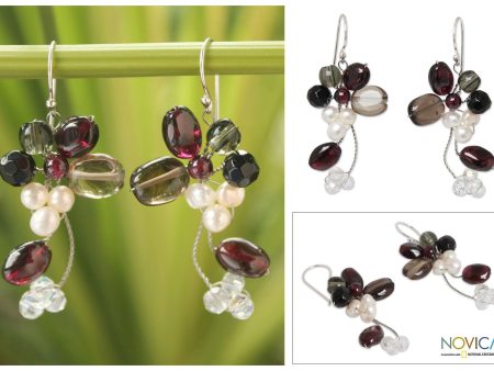 Pearl & Multi-gem Silver Cluster Earrings Online Hot Sale