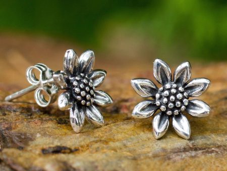 Sunflower Love Sterling Silver Stud Earrings Hot on Sale